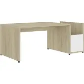 vidaXL Salontafel 90x45x35 cm bewerkt hout wit en sonoma eikenkleurig