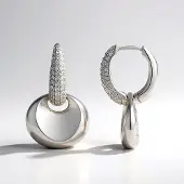 Cavill - Zilveren Oorbellen - 925 Sterling Zilver - 106 Ronde Nigeriaanse Zirkonen - 0,857 Ct Pavé Oorbellen - Elegant, Modern, Handgemaakt - 26 mm