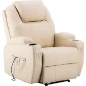 MCombo 7061 Elektrische Massagestoel – Crème-Wit Kunstleer | Massage, Verwarming & Ligfunctie