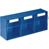 Lockweiler doorzichtig magazine, blauw, B600xT197xH240mm, 3 stuks, gegoten polystyreen - 1500391
