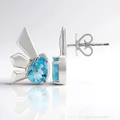 Cavill - Zilveren Oorbellen met Blauwe Apatiet 1 139 ct - 925 Sterling Zilver Palladium - Peervormig - Modern Elegant Design