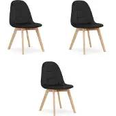 Leobert BORA Velvet Design Stoelen – Set van 3 – Zwart Fluweel – Scandinavisch Design – Beukenhouten Poten – Modern & Ergonomisch