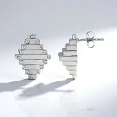 Cavill - Zilveren oorbellen 925 Sterling Zilver Geplatineerd - 32 Cambodjaanse Zirkonen 0,638 ct - Modern Geometrisch Design - Monosono Collectie
