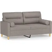 vidaXL Tweezitsbank met sierkussens 140 cm stof taupe