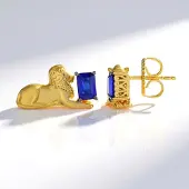 Cavill - Zilveren Oorbellen - 925 Sterling Zilver Verguld - Kobaltblauwe Spinel 1 098 ct - Achthoekig Geslepen - Luxe Oorknopjes 10 mm