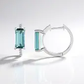 Cavill - Zilveren Oorbellen Platina Geplateerd - 3,37 ct Petroleum Achthoek Fluoriet - 12 Zirkonia 0,26 ct - Elegant 17 mm