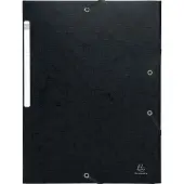 Exacompta 50x Scotten Elastomap + 3 kleppen in gewafeld glanskarton 425g/m2 - A4 - Zwart - 55751E