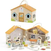 Vigatoys Houten Dierenkliniek Ziekenhuis Dierenarts - Educatief Modelbouwpakket voor Kinderen - Dierenarts Speelset