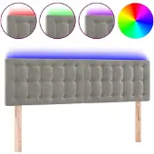 vidaXL Hoofdbord LED 144x5x78/88 cm fluweel lichtgrijs