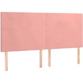 vidaXL Hoofdbord roze 160x5x118/128 cm fluweel