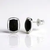 Cavill - Zilveren Oorbellen 925 Sterling Zilver - Antieke Veeneik Cabochon 0,7 ct - Rechthoekig Handgemaakt Elegant Sieraad Dames