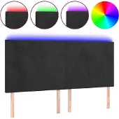 vidaXL Hoofdbord LED 180x5x118/128 cm fluweel zwart