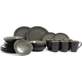 Cosy & Trendy Serviesset Organic Laguna Blue Grey 24-delig / 6 personen - 6 dinerborden, 6 bekers, 6 ontbijtborden en 6 diepe borden