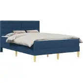 vidaXL Bedframe met matras met hoofdeinde Blauw 120 x 190 cm Stof