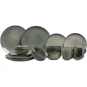 Salt & pepper Serviesset Meridian - Groen/Blauw 16-delig / 4 personen - 4 dinerborden, 4 ontbijtborden, 4 kommen en 4 kopjes