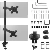 Macleans - Monitorbeugel / Monitorsteun voor 2 scherm - max VESA 100x100, 13-27", 9kg, MC-967 - kant en hoogte aanpasen