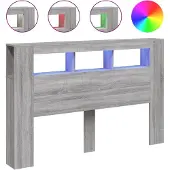 vidaXL Hoofdeinde met LED 160x18,5x103,5 cm bewerkt hout grijs sonoma