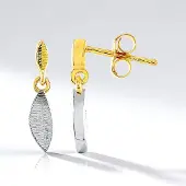Cavill - Zilveren Oorbellen - 925 Sterling Zilver Verguld - Elegante Bladvormige Oorknopjes - Lichtgewicht, Modern & Tijdloos