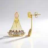 Cavill - Zilveren Oorbellen 925 Sterling Zilver Verguld - 2 Welo-opalen 0,523 ct Peervormig - 26 Amethisten & Zirkonia 2,438 ct - Elegant & Feestelijk