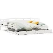 vidaXL Slaapbank met onderschuifbed/lades zonder matras 90x200 cm wit