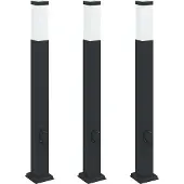 vidaXL Bolderverlichting met stopcontact 3 stuks 80 cm Zwart IP44