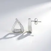 Cavill - 925 Sterling Zilver Geplatineerde Oorbellen - Cambodjaanse Zirkonen 0,83 ct - Moderne Driehoekige Oorstekers - Minimalistisch Glamour