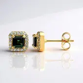 Cavill - Zilveren Oorbellen - Verguld 925 Sterling Zilver - 2x 0,912 ct Achthoekige Braziliaanse Indigoliet - 36x Zirkonia 1,186 ct - Chique Elegant