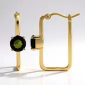 Cavill - 9 Karaats Geelgouden Oorbellen met 0,85 ct Braziliaanse Groene Toermalijn - Ronde Slijpvorm - Klapsluiting - Elegante, Vrouwelijke Sieraden