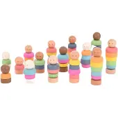 TickiT Regenboog Houten Figuurtjes, 3 rokken/jongens, Hout, Meerkleurig