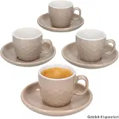 MamboCat Hexa Beige 4-delig set espressokopjes met schoteltjes van keramiek – Q96001460