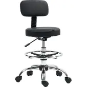 HOMCOM -Bürostuhl-Stahl, Kunstleder-52L x 52B x 78-92H cm-Schwarz
