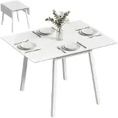 HOMCOM eettafel, inklapbaar, keukentafel voor 2-4 personen, inklaptafel, hout, wit