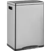 HOMCOM -Mülleimer-Edelstahl, Kunststoff-40L x 34,8B x 59H cm-Silber