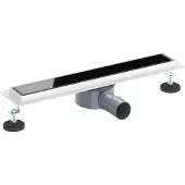 vidaXL Doucheafvoer glazen dekking met 360° sifon Zwart 50 cm
