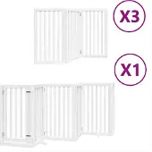 vidaXL Hondenhek inklapbaar met deur 15 panelen 750cm populierhout wit
