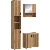 Furnilux Badcombinatie artisan oak 3-delige set met spiegelkast en wastafel 105x192cm
