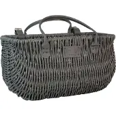 UNUS Fietsmand – met leren riemen in modern rattan-look grijs