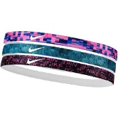 Nike Vrouwen, Hoofdbanden, Bedrukte hoofdbanden 3st roze, blauw, zwart N00025608OS