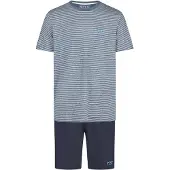 Phil&Co. Pyjama kort ' Classics ' blauw / donkerblauw / offwhite