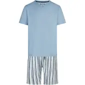 Phil&Co. Pyjama kort ' Classics ' lichtblauw / grijs / lichtgroen / offwhite