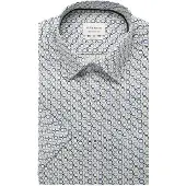 Eterna Blauw geprint korte mouw overhemd Modern Fit strijkvrij
