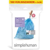 Simplehuman Vuilniszakken met trekband 16-18 liter | code V | 5 x 20 stuks