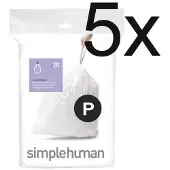 Simplehuman Afvalzakken Code P 50-60L (5 x 20-delig)