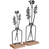UNUS Bloemenvaas 2-delig zwart lente zomer decoratie met bamboevoe