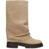 Manfield Beige suède laarzen met flap | Maat 41