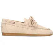 Manfield Beige suède croco boatloafers | Maat 39