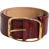 Dolce&Gabbana Bordeaux Leren Gouden Metaal Gesp Damesriem