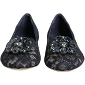 Dolce&Gabbana Blauwe Taormina Kant Kristallen Ballerina's