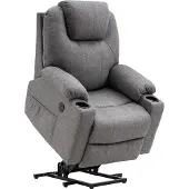 MCombo 7040 Elektrische Relaxstoel met Opstahulp – Massage, Verwarming, USB - Grijs Stof