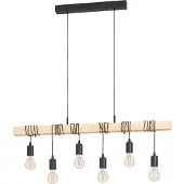 Eglo Hanglamp Townshend Hout Zwart 6xe27